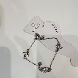 Maya Silver Heart Charm Anklet Bracelet